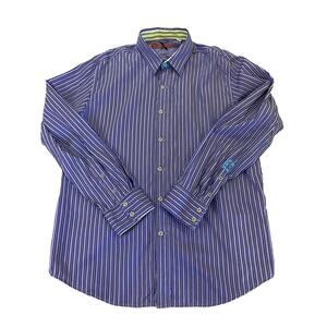 Robert Graham X Shirt Mens XXL Purple Blue Maximalist Statement Art Inspired 2XL